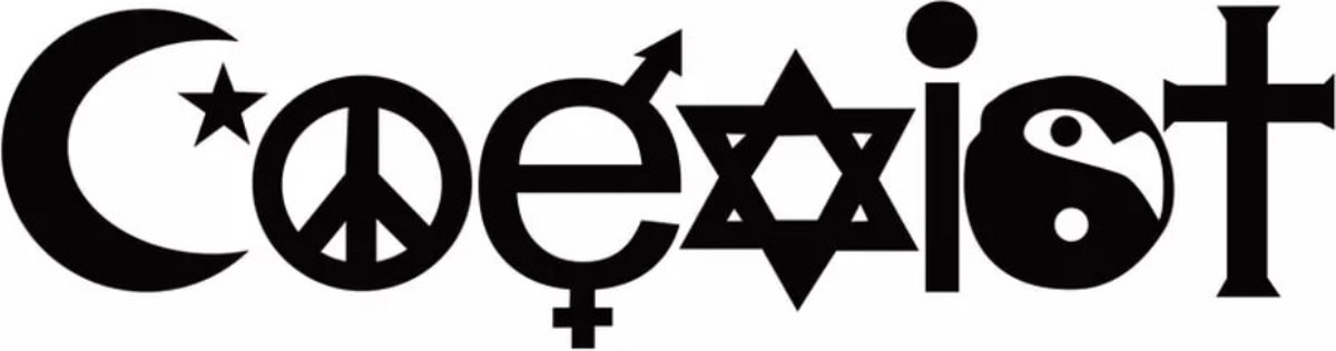 Wellness-House | Auto Sticker COEXIST | Autosticker | Statement Sticker | Scootersticker | Vreedzaam | Betere Wereld | Zen | Unisex | Respect